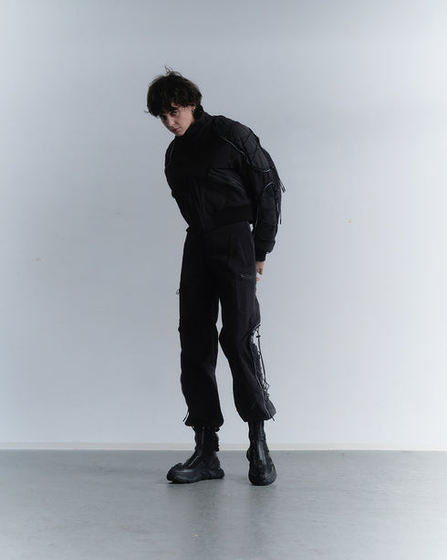 CODE MAZE ECO FABRIC BOMBER JACKET -BLACK (BAMBOO CHARCOAL)-
